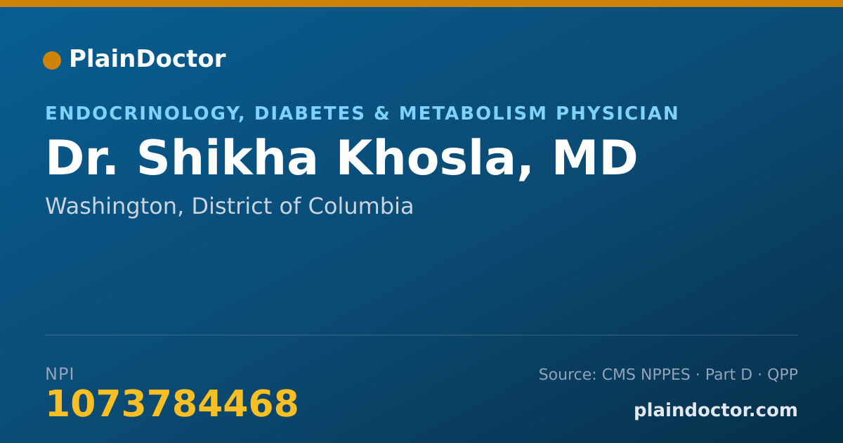 Shareable card for Shikha Khosla, MD - Endocrinology, Diabetes & Metabolism Physician, Washington, DC
