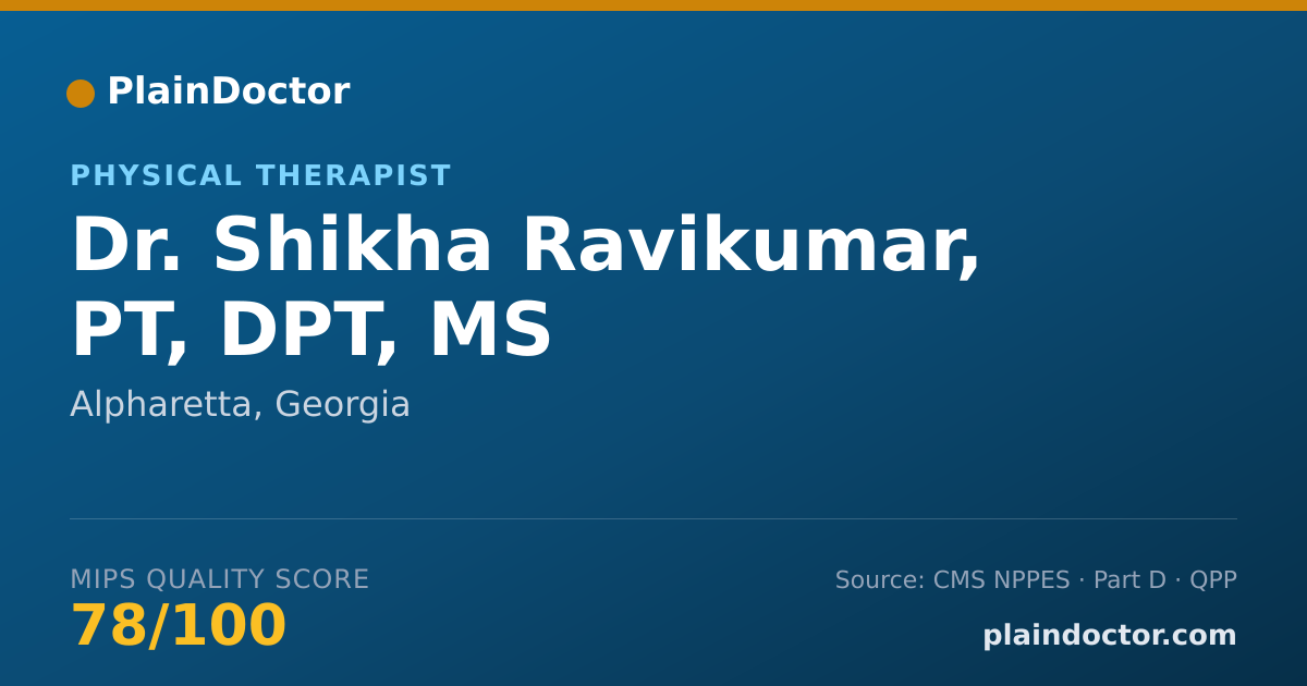 Shareable card for Shikha Ravikumar, PT, DPT, MS - Physical Therapist, Alpharetta, GA