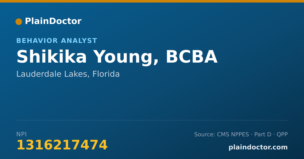 Shareable card for Shikika Young, BCBA - Behavior Analyst, Lauderdale Lakes, FL