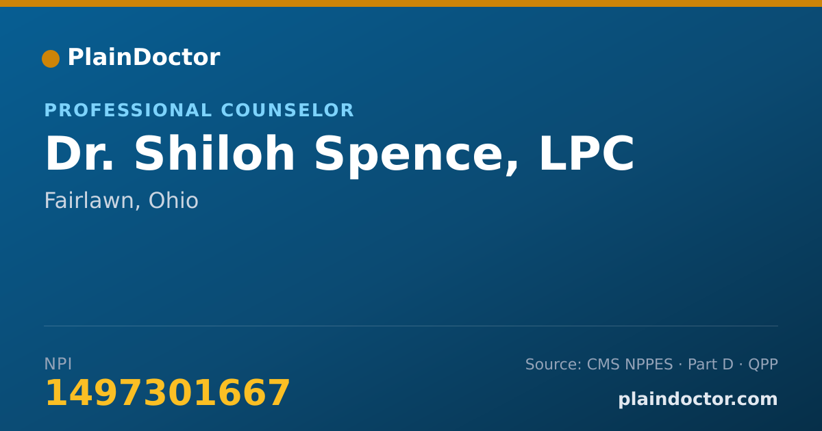 Shareable card for Shiloh Spence, LPC - Professional Counselor, Fairlawn, OH