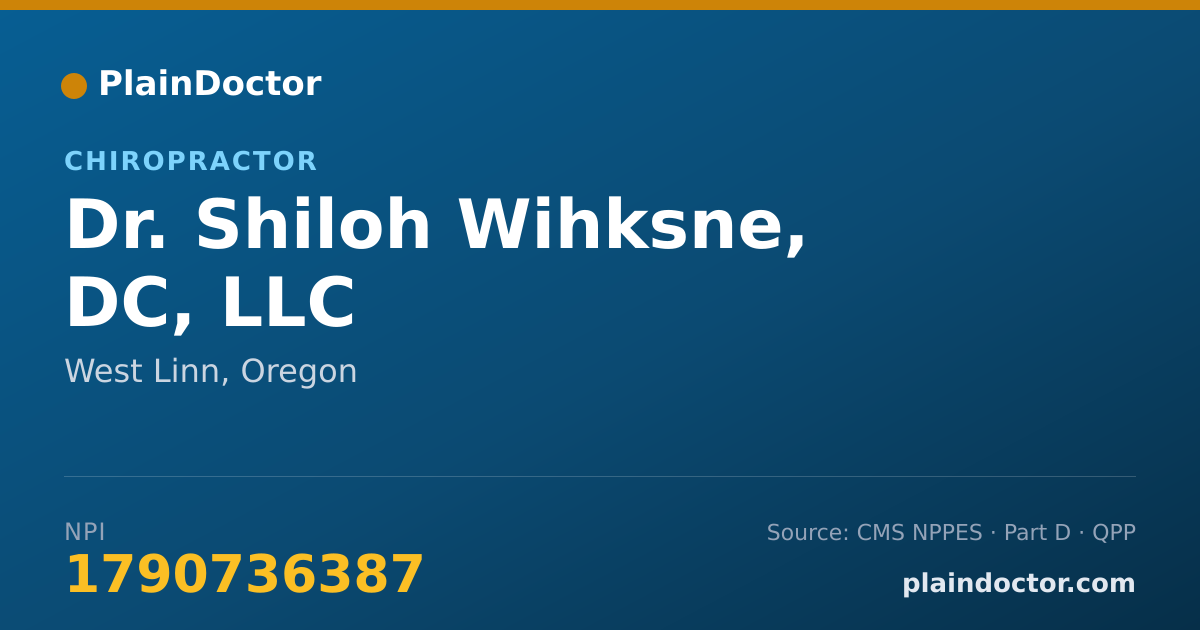 Shareable card for Shiloh Wihksne, DC, LLC - Chiropractor, West Linn, OR
