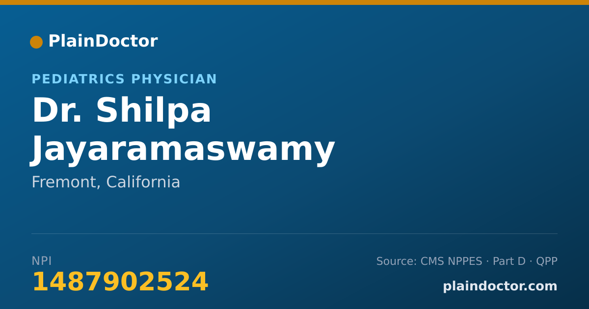 Shareable card for Shilpa Jayaramaswamy Sulochana, MD - Pediatrics Physician, Fremont, CA