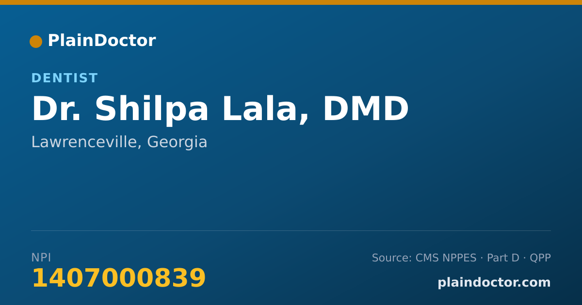 Shareable card for Shilpa Lala, DMD - Dentist, Lawrenceville, GA