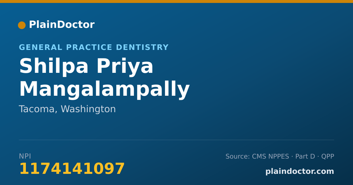 Shareable card for Shilpa Priya Mangalampally - General Practice Dentistry, Tacoma, WA