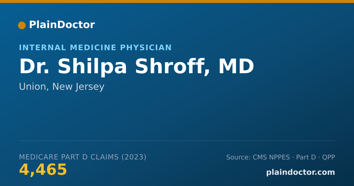 Shareable card for Shilpa Shroff, MD - Internal Medicine Physician, Union, NJ