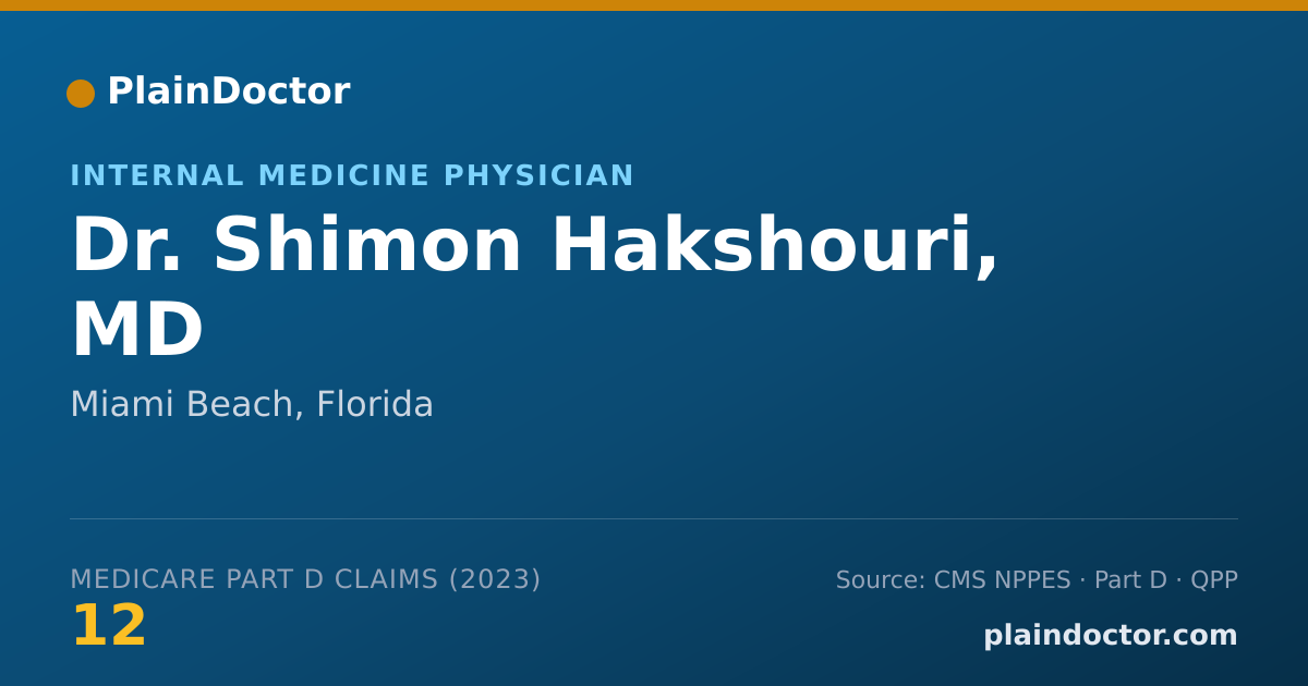 Shareable card for Shimon Hakshouri, MD - Internal Medicine Physician, Miami Beach, FL