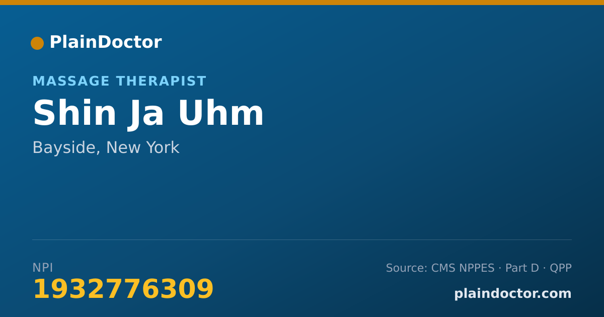 Shareable card for Shin Ja Uhm - Massage Therapist, Bayside, NY