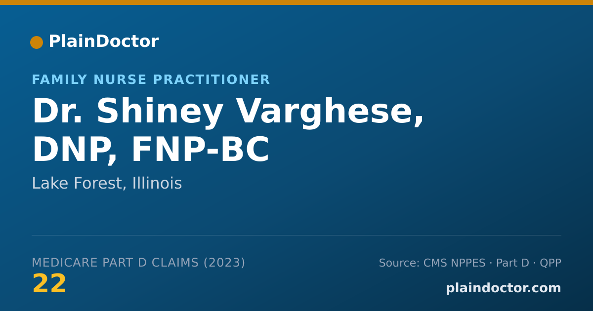 Shareable card for Shiney Varghese, DNP, FNP-BC - Family Nurse Practitioner, Lake Forest, IL