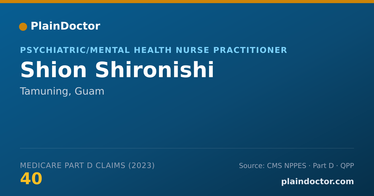 Shareable card for Shion Shironishi - Psychiatric/Mental Health Nurse Practitioner, Tamuning, GU