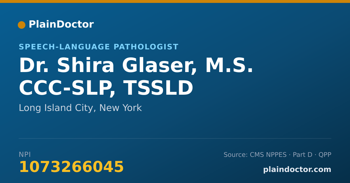 Shareable card for Shira Glaser, M.S. CCC-SLP, TSSLD - Speech-Language Pathologist, Long Island City, NY