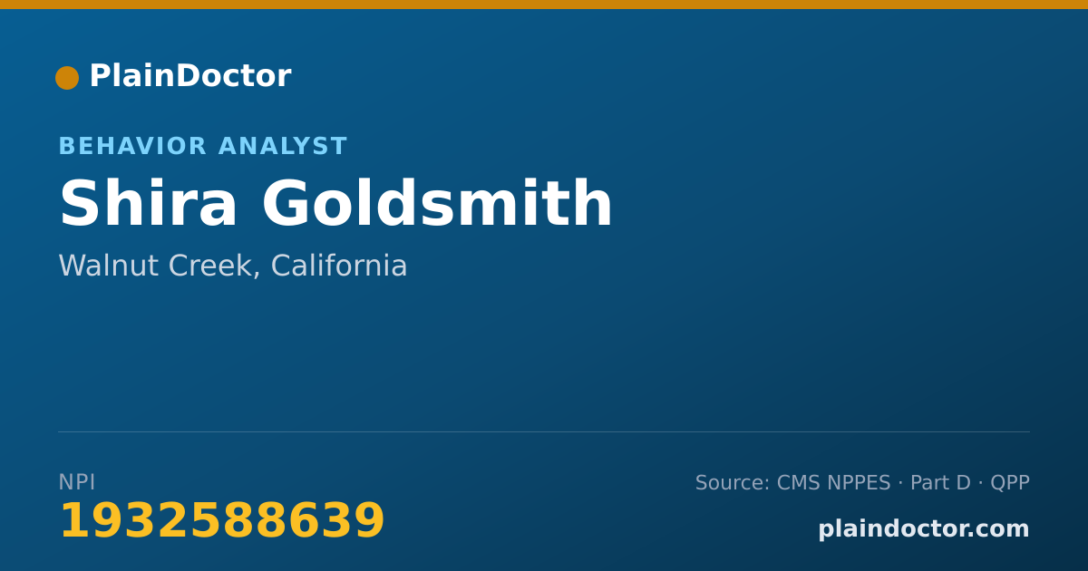 Shareable card for Shira Goldsmith - Behavior Analyst, Walnut Creek, CA