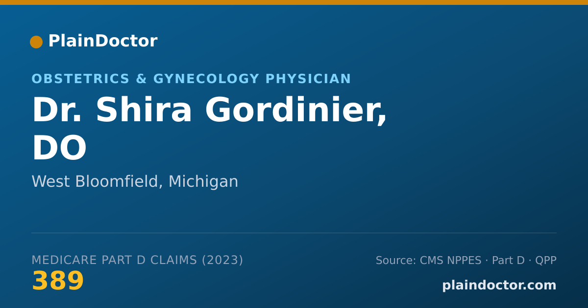 Shareable card for Shira Gordinier, DO - Obstetrics & Gynecology Physician, West Bloomfield, MI