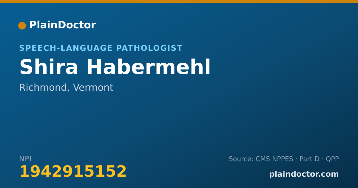 Shareable card for Shira Habermehl - Speech-Language Pathologist, Richmond, VT