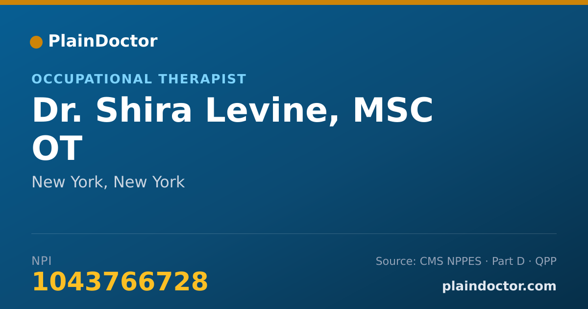 Shareable card for Shira Levine, MSC OT - Occupational Therapist, New York, NY
