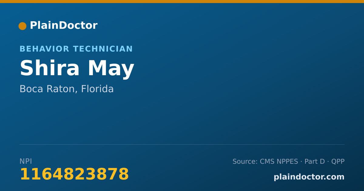 Shareable card for Shira May - Behavior Technician, Boca Raton, FL