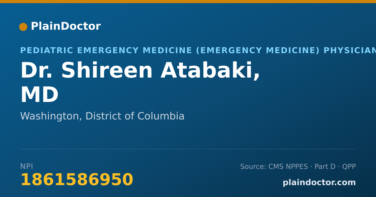 Shareable card for Shireen Atabaki, MD - Pediatric Emergency Medicine (Emergency Medicine) Physician, Washington, DC
