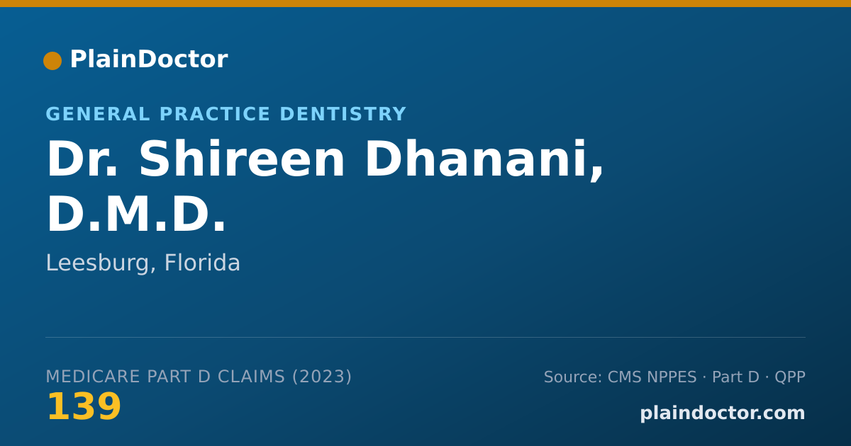 Shareable card for Shireen Dhanani, D.M.D. - General Practice Dentistry, Leesburg, FL