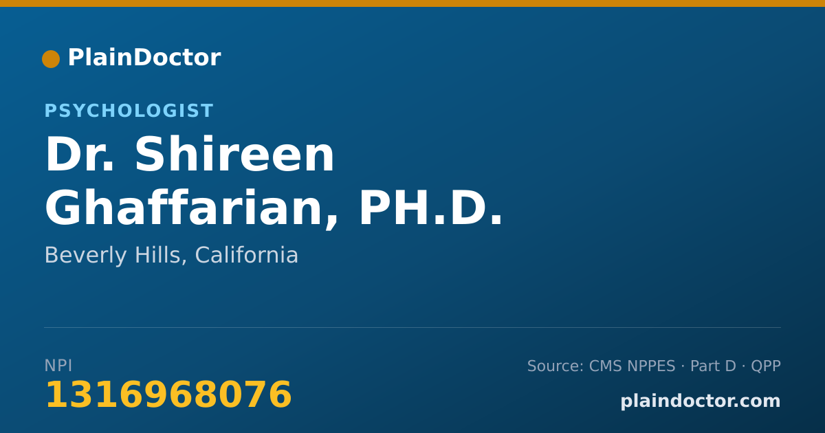 Shareable card for Shireen Ghaffarian, PH.D. - Psychologist, Beverly Hills, CA