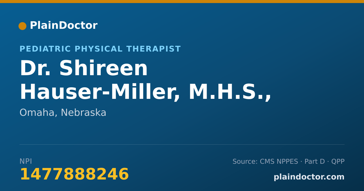 Shareable card for Shireen Hauser-Miller, M.H.S., P.T. - Pediatric Physical Therapist, Omaha, NE