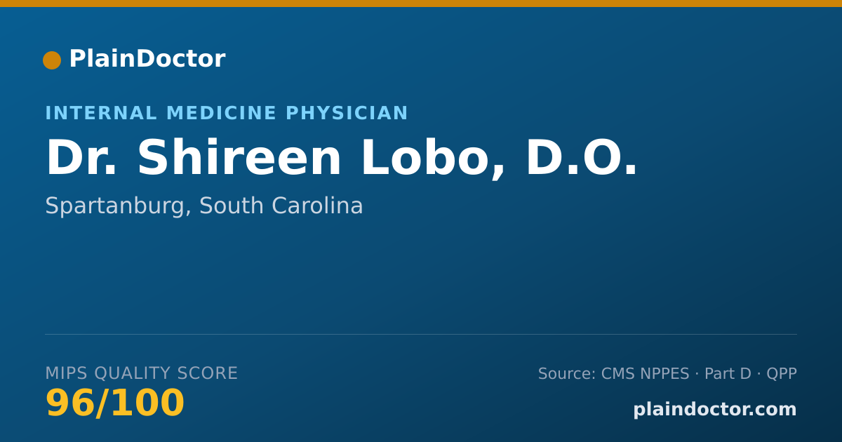 Shareable card for Shireen Lobo, D.O. - Internal Medicine Physician, Spartanburg, SC