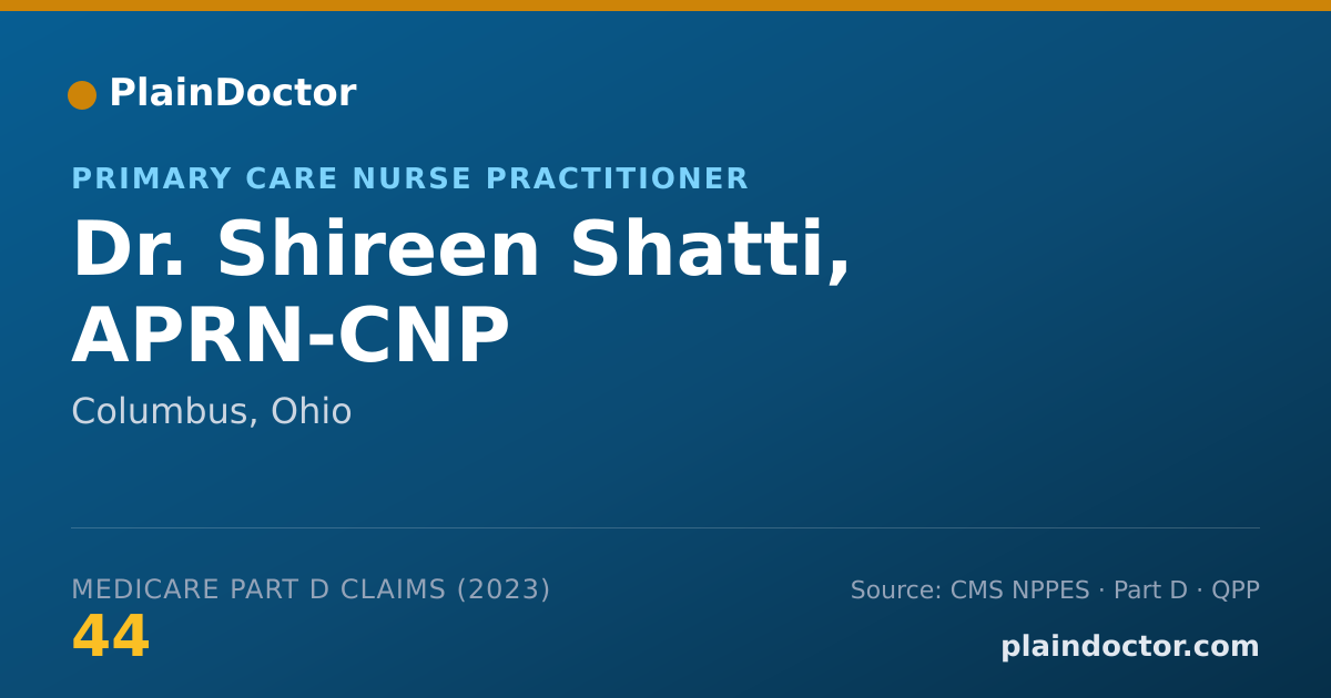 Shareable card for Shireen Shatti, APRN-CNP - Primary Care Nurse Practitioner, Columbus, OH