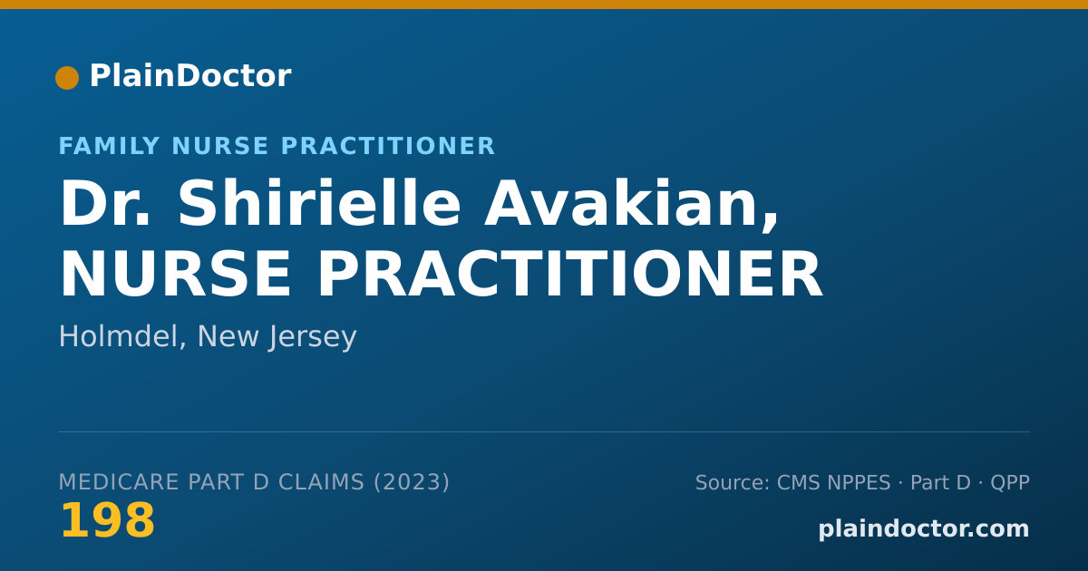 Shareable card for Shirielle Avakian, NURSE PRACTITIONER - Family Nurse Practitioner, Holmdel, NJ