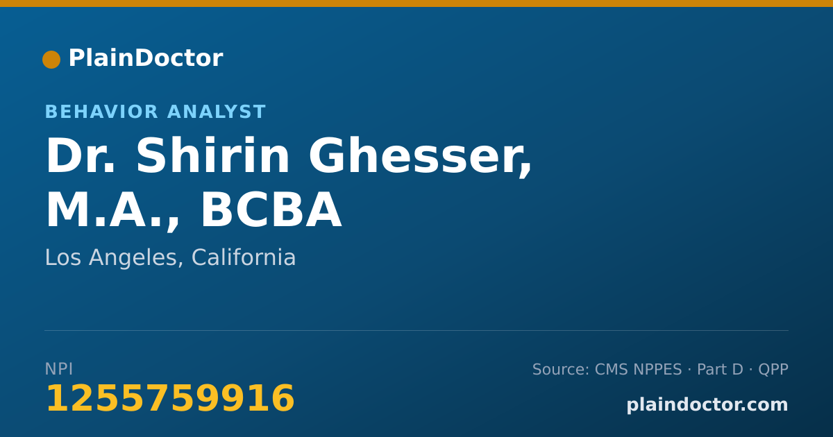 Shareable card for Shirin Ghesser, M.A., BCBA - Behavior Analyst, Los Angeles, CA