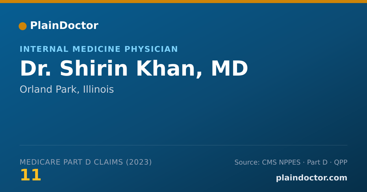 Shareable card for Shirin Khan, MD - Internal Medicine Physician, Orland Park, IL