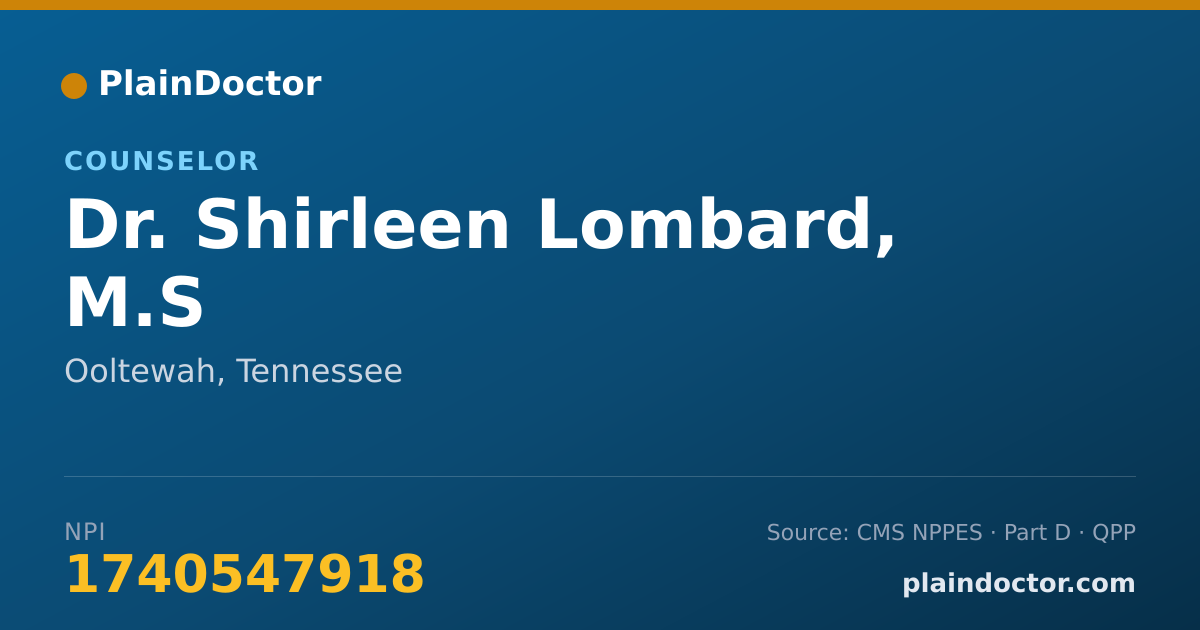 Shareable card for Shirleen Lombard, M.S - Counselor, Ooltewah, TN