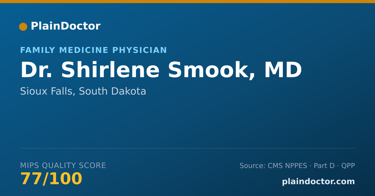 Shareable card for Shirlene Smook, MD - Family Medicine Physician, Sioux Falls, SD