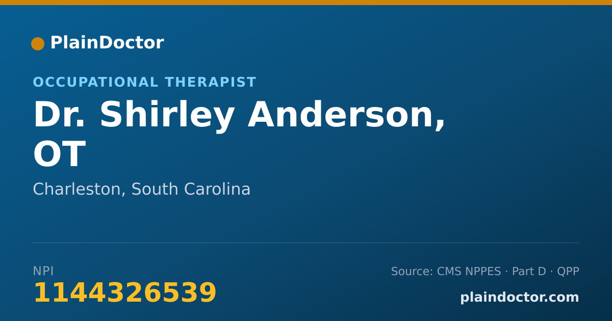 Shareable card for Shirley Anderson, OT - Occupational Therapist, Charleston, SC