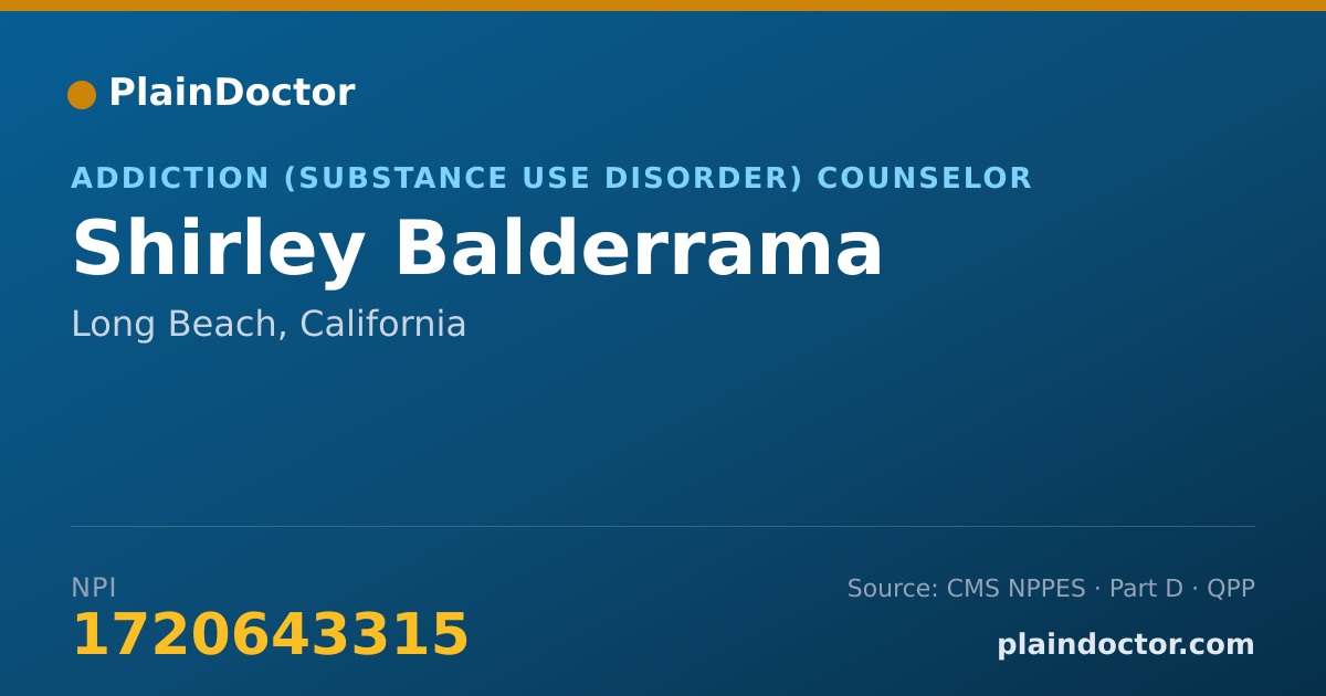 Shareable card for Shirley Balderrama - Addiction (Substance Use Disorder) Counselor, Long Beach, CA