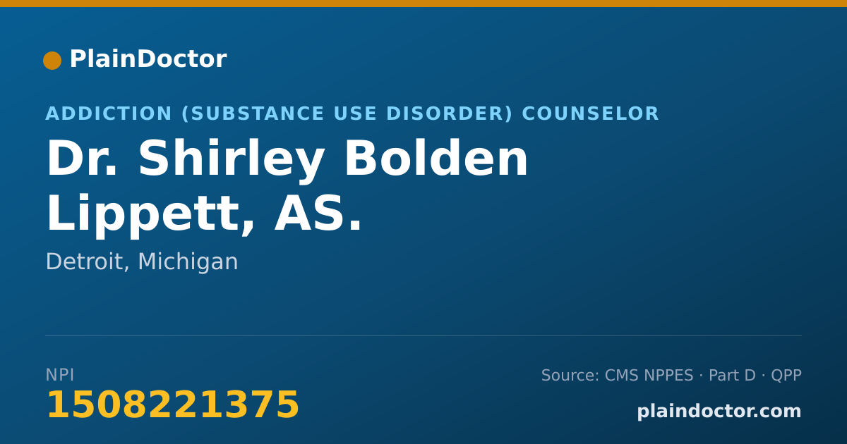 Shareable card for Shirley Bolden Lippett, AS. - Addiction (Substance Use Disorder) Counselor, Detroit, MI