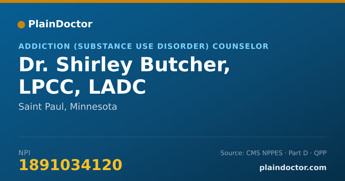 Shareable card for Shirley Butcher, LPCC, LADC - Addiction (Substance Use Disorder) Counselor, Saint Paul, MN