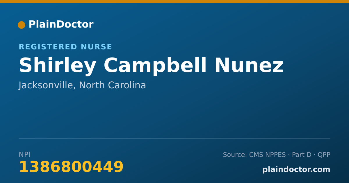Shareable card for Shirley Campbell Nunez - Registered Nurse, Jacksonville, NC