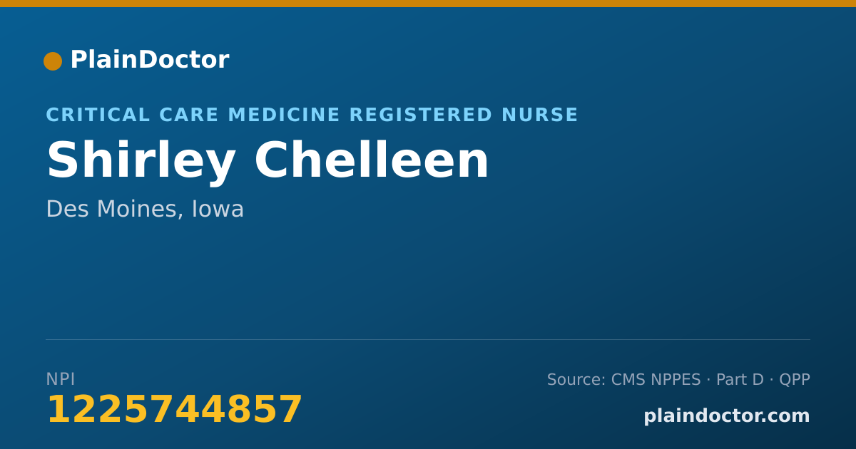 Shareable card for Shirley Chelleen - Critical Care Medicine Registered Nurse, Des Moines, IA