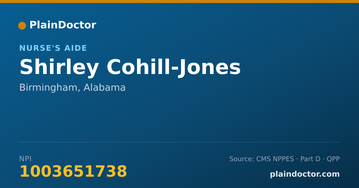 Shareable card for Shirley Cohill-Jones - Nurse's Aide, Birmingham, AL
