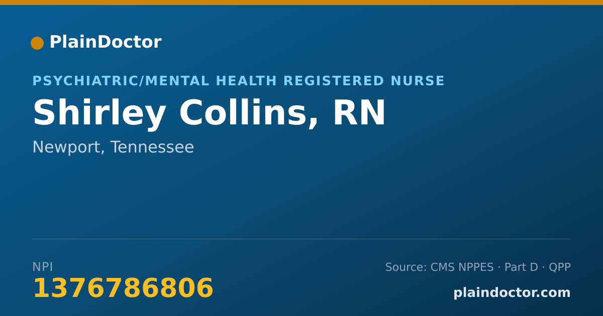 Shareable card for Shirley Collins, RN - Psychiatric/Mental Health Registered Nurse, Newport, TN