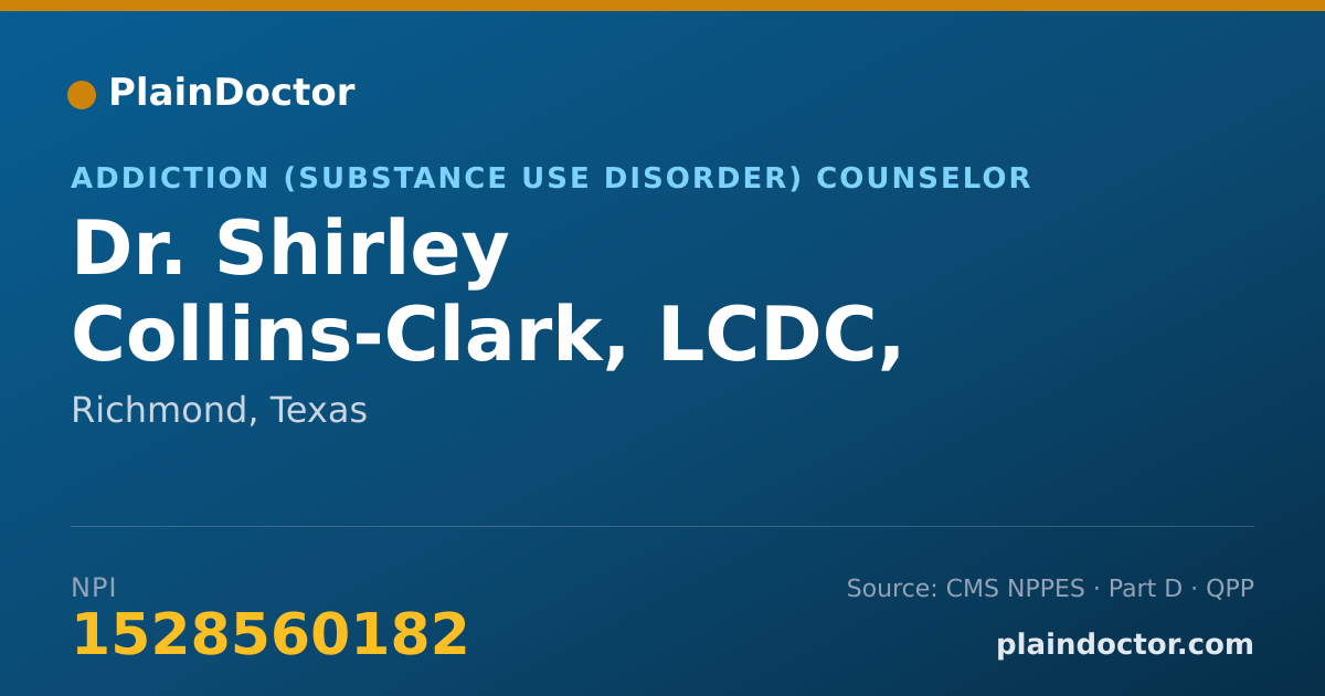 Shareable card for Shirley Collins-Clark, LCDC, ADC - Addiction (Substance Use Disorder) Counselor, Richmond, TX