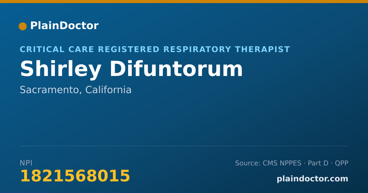 Shareable card for Shirley Difuntorum - Critical Care Registered Respiratory Therapist, Sacramento, CA