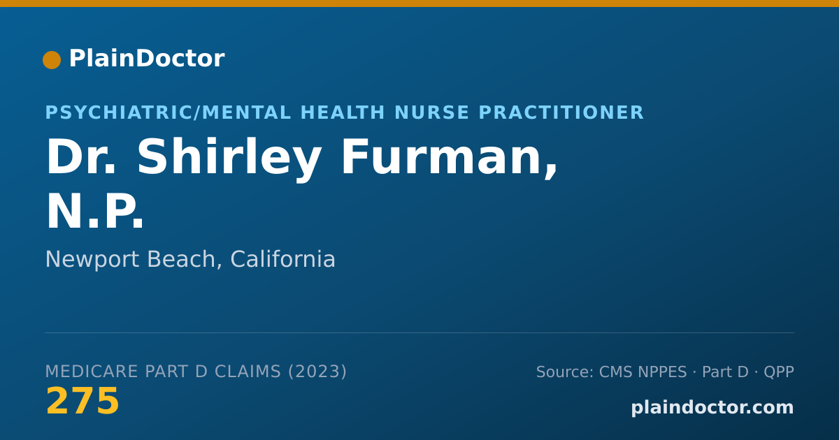 Shareable card for Shirley Furman, N.P. - Psychiatric/Mental Health Nurse Practitioner, Newport Beach, CA