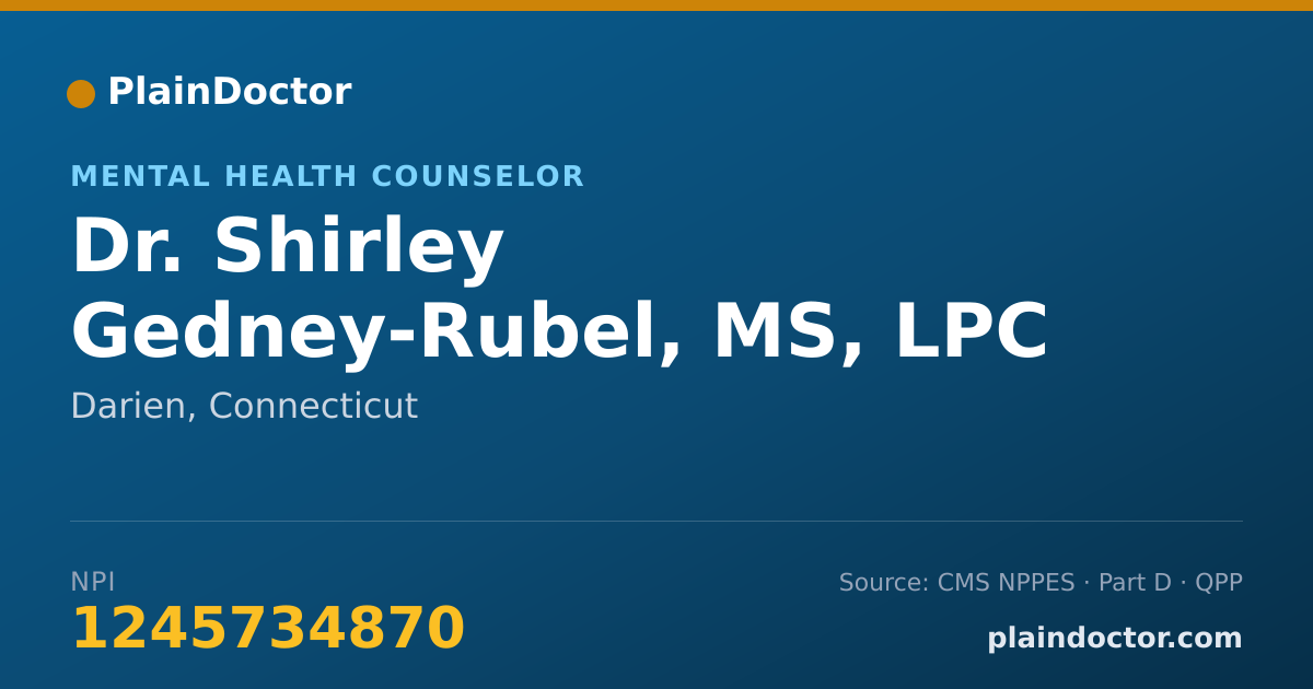 Shareable card for Shirley Gedney-Rubel, MS, LPC - Mental Health Counselor, Darien, CT
