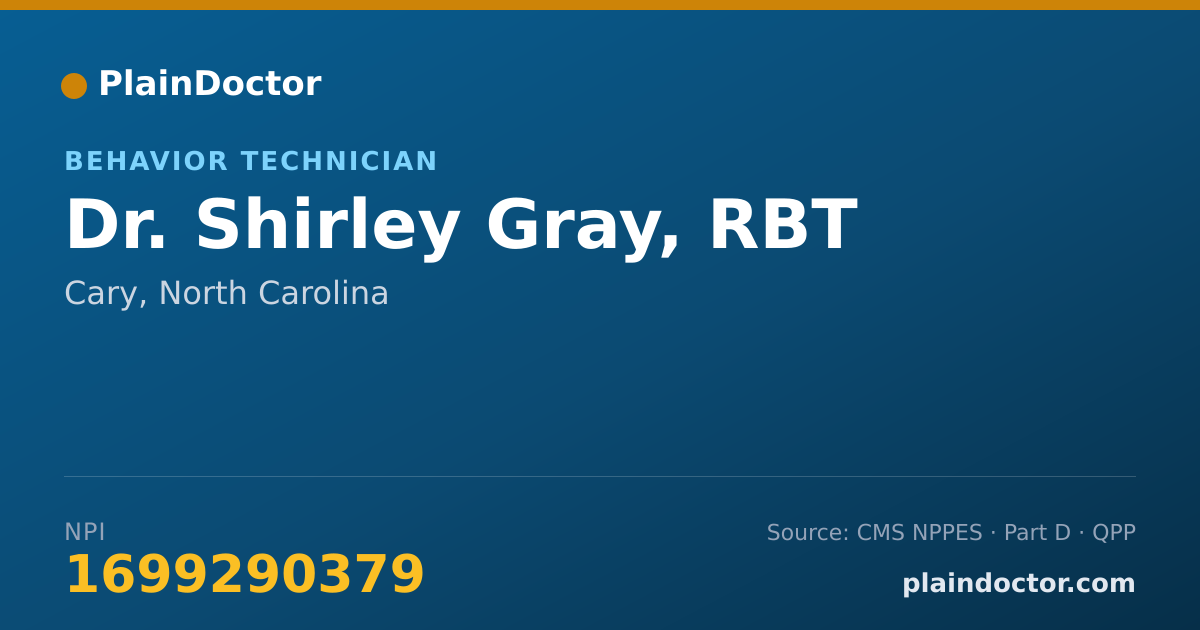 Shareable card for Shirley Gray, RBT - Behavior Technician, Cary, NC