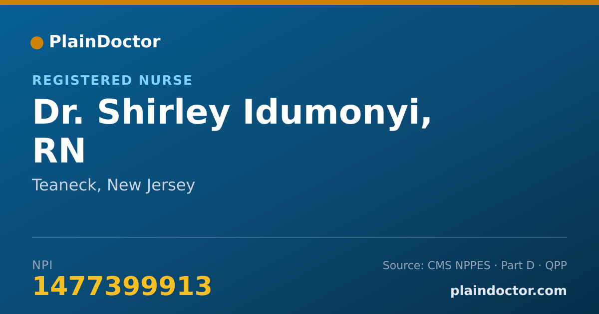 Shareable card for Shirley Idumonyi, RN - Registered Nurse, Teaneck, NJ