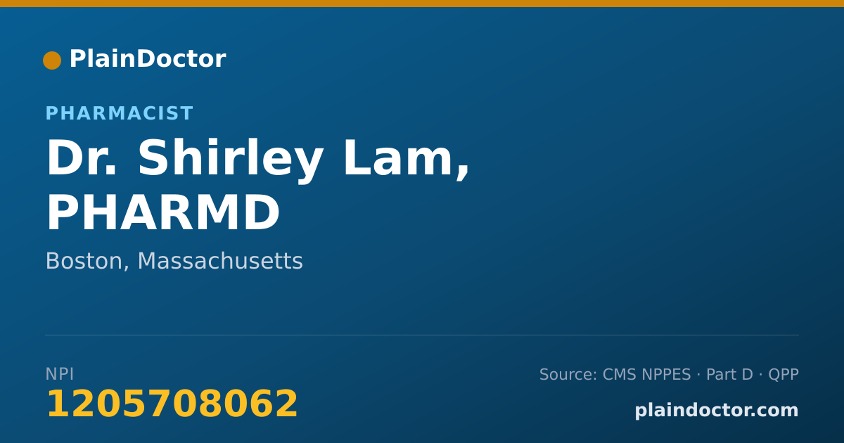 Shareable card for Shirley Lam, PHARMD - Pharmacist, Boston, MA