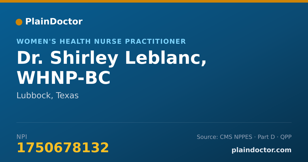 Shareable card for Shirley Leblanc, WHNP-BC - Women's Health Nurse Practitioner, Lubbock, TX