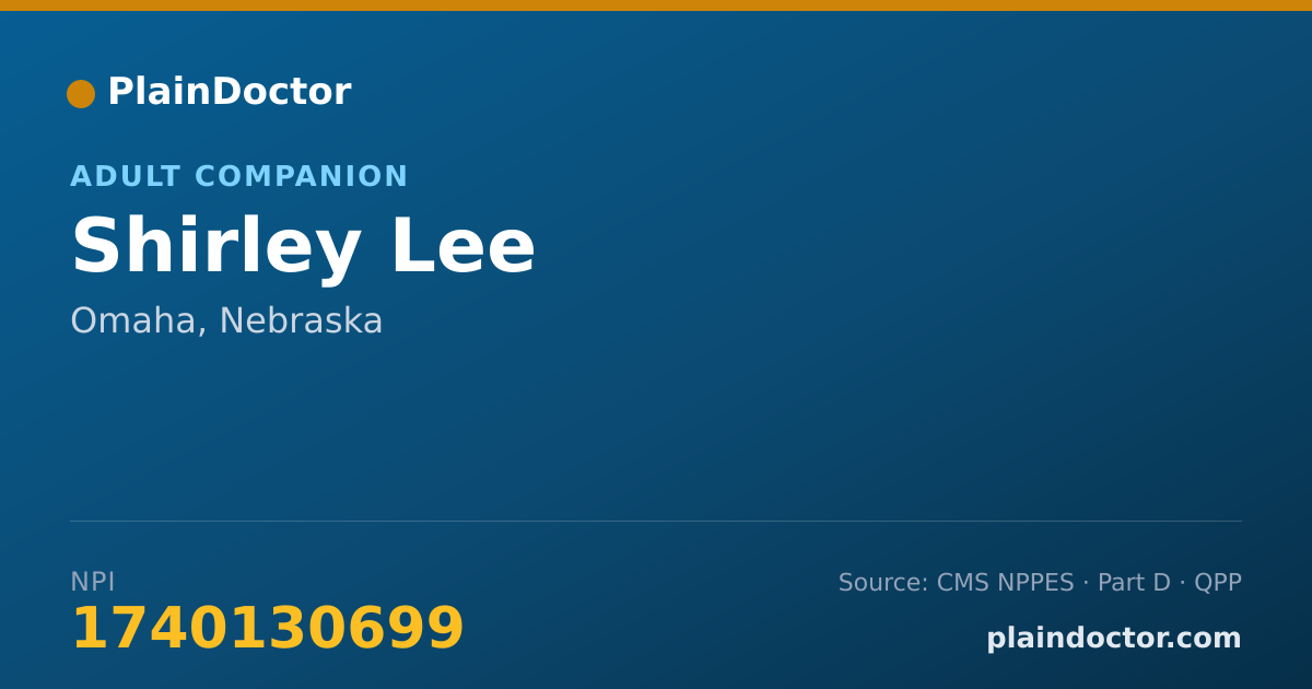 Shareable card for Shirley Lee - Adult Companion, Omaha, NE