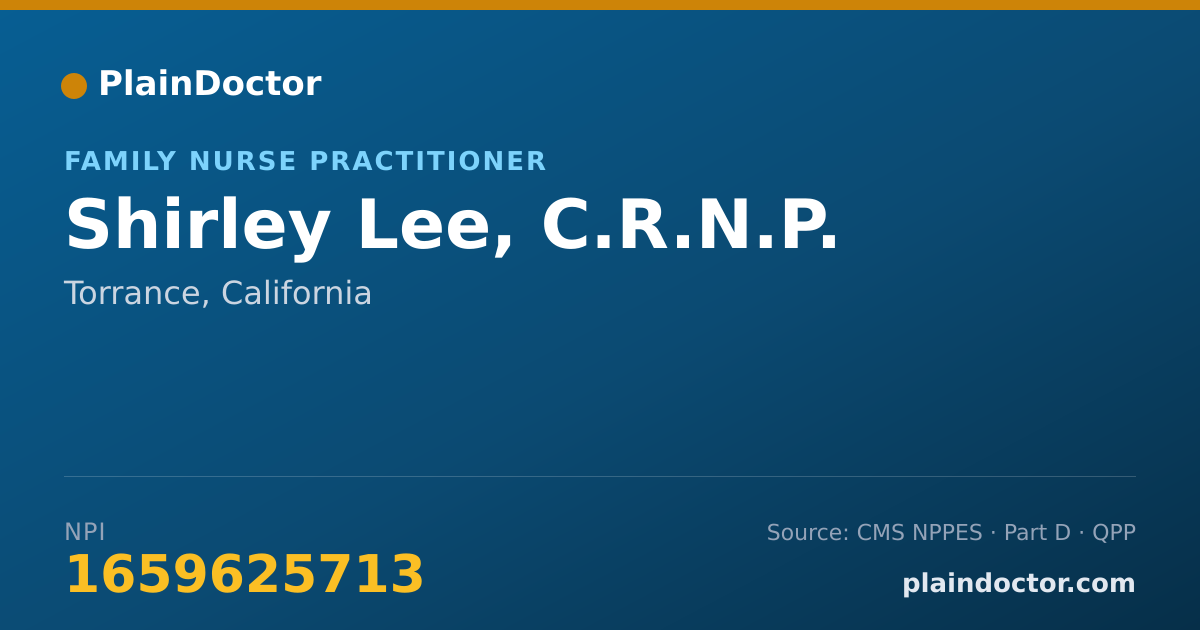 Shareable card for Shirley Lee, C.R.N.P. - Family Nurse Practitioner, Torrance, CA