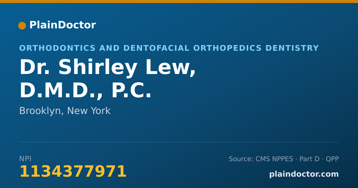 Shareable card for Shirley Lew, D.M.D., P.C. - Orthodontics and Dentofacial Orthopedics Dentistry, Brooklyn, NY