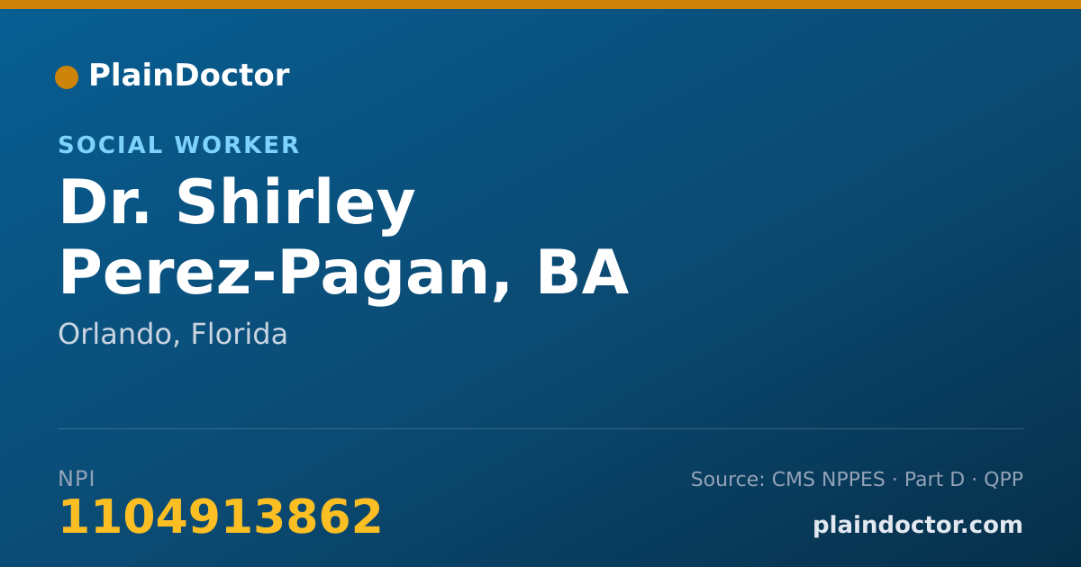 Shareable card for Shirley Perez-Pagan, BA - Social Worker, Orlando, FL